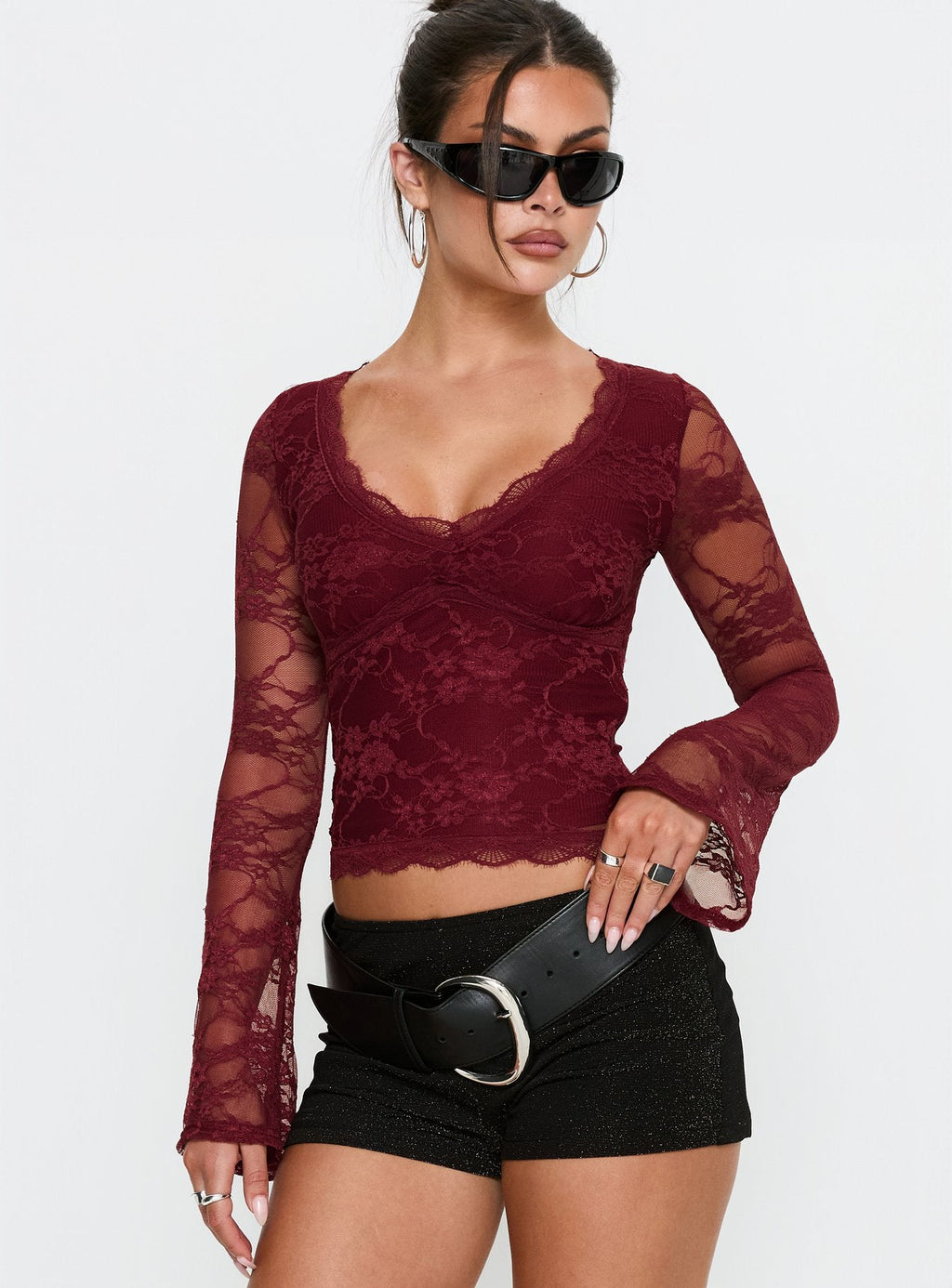 Women's Pitter Long Sleeve Top Burgundy