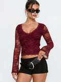 Women's Pitter Long Sleeve Top Burgundy