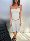 Women's Mimmi One Shoulder Button Detail Top Grey
