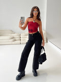 Women's Thomson High Rise Wide Leg Cargo Jeans Black