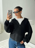 Women's Bella Notched Neck Sweater Black