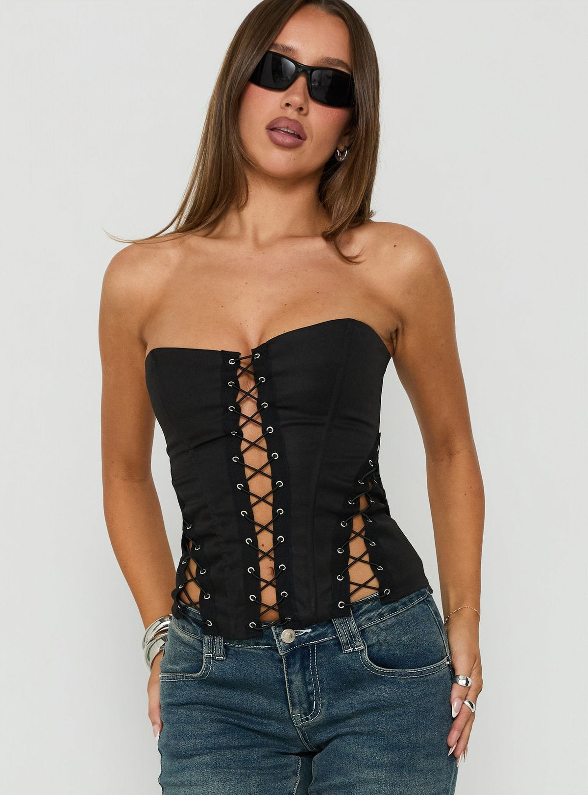 Women's Eden Lace Up Corset Black