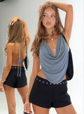 Women's Anetta Cowl Halter Top Blue