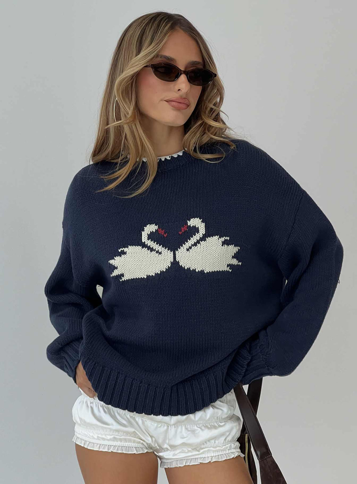Women's Swan Lake Love Knit Sweater Navy