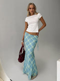 Women's Seafarer Tie Side Maxi Skirt Blue Check