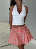Women's Sweet Verona Ruched Mini Skirt Red Check