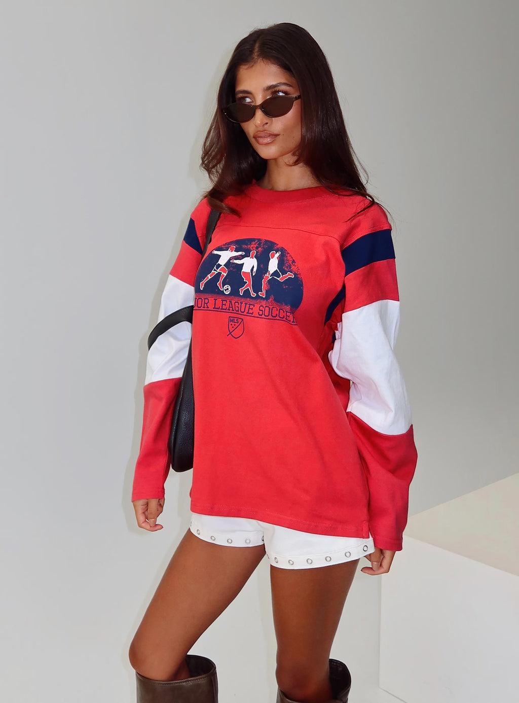 Women's MLS 96 Retro Oversized Long Sleeve Top Red