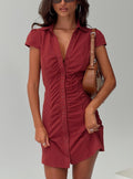 Women's Arianwyn Mini Dress Burgundy — Dress
