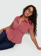 Women's Cottesloe Blouse Top Red Check