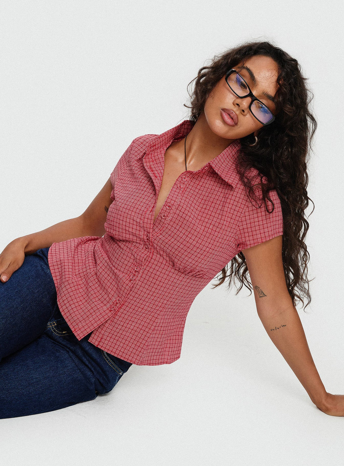 Women's Cottesloe Blouse Top Red Check