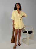 Women's Peni Drawstring Linen Shorts Yellow