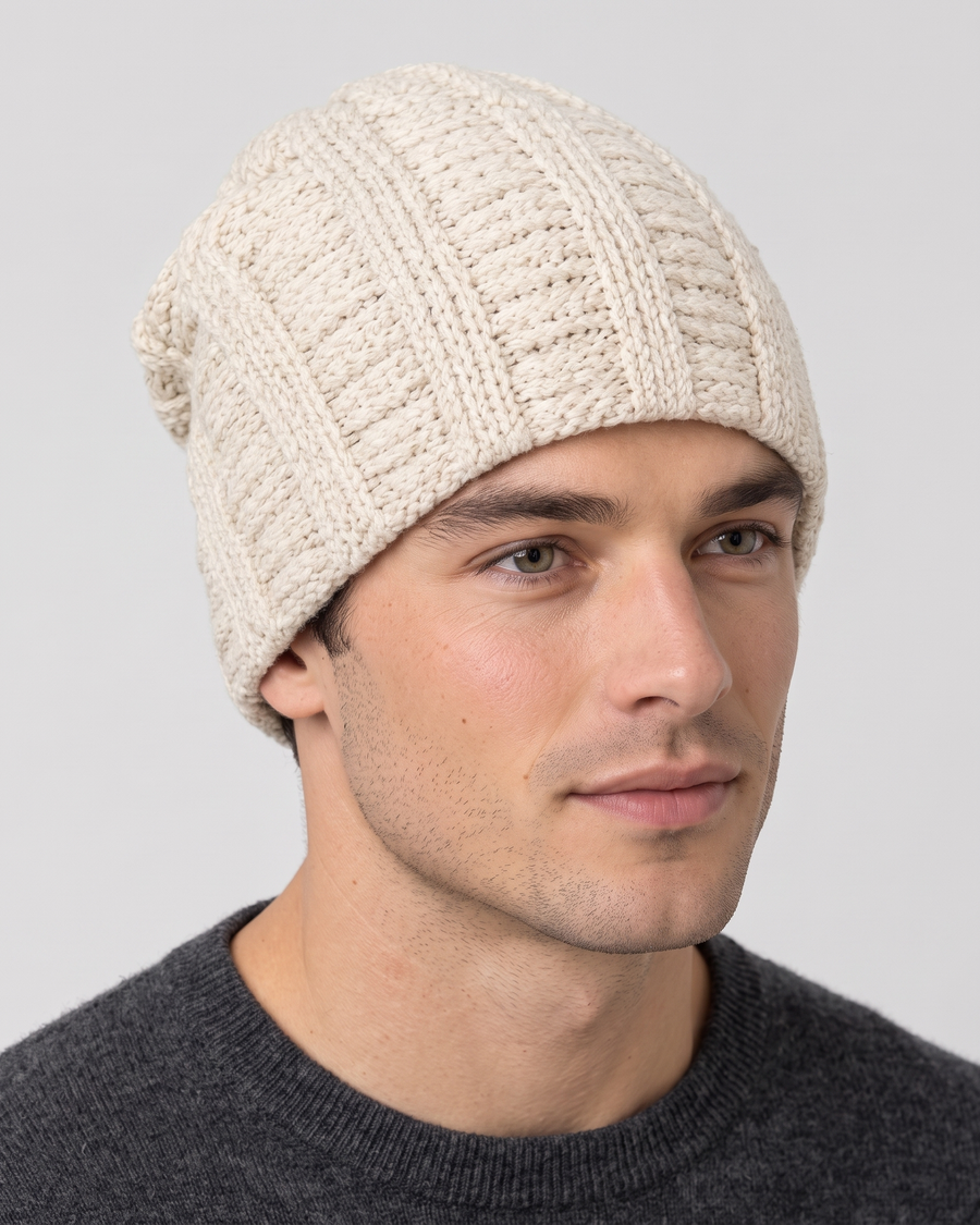 Men's Soft Stretch Knit Beanie — Beige — hero — wb-gender-final-176