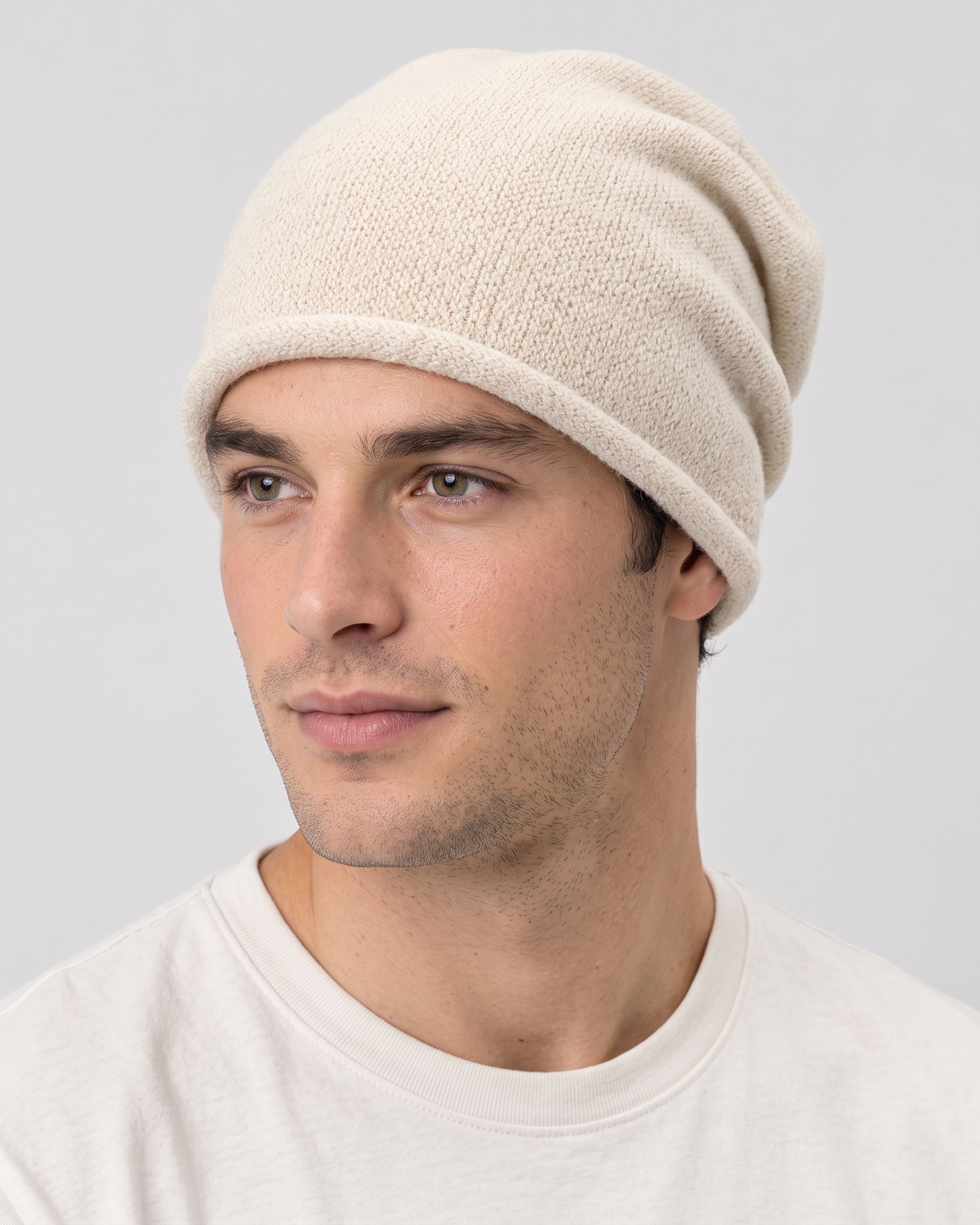 Men's Everyday Knit Beanie — Off-White / 50 × 27 cm — hero — wb-gender-final-137