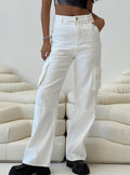 Women's Millard High Rise Baggy Cargo Jeans White