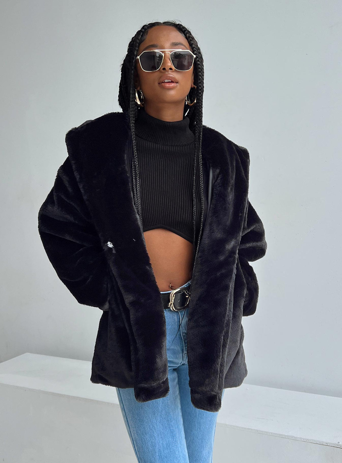 Women's Dune Faux Fur Jacket Black