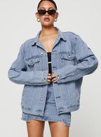 Women's Western Denim Jacket Pale Blue