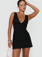 Women's Sunswept Open Back Mini Dress Black — Dress