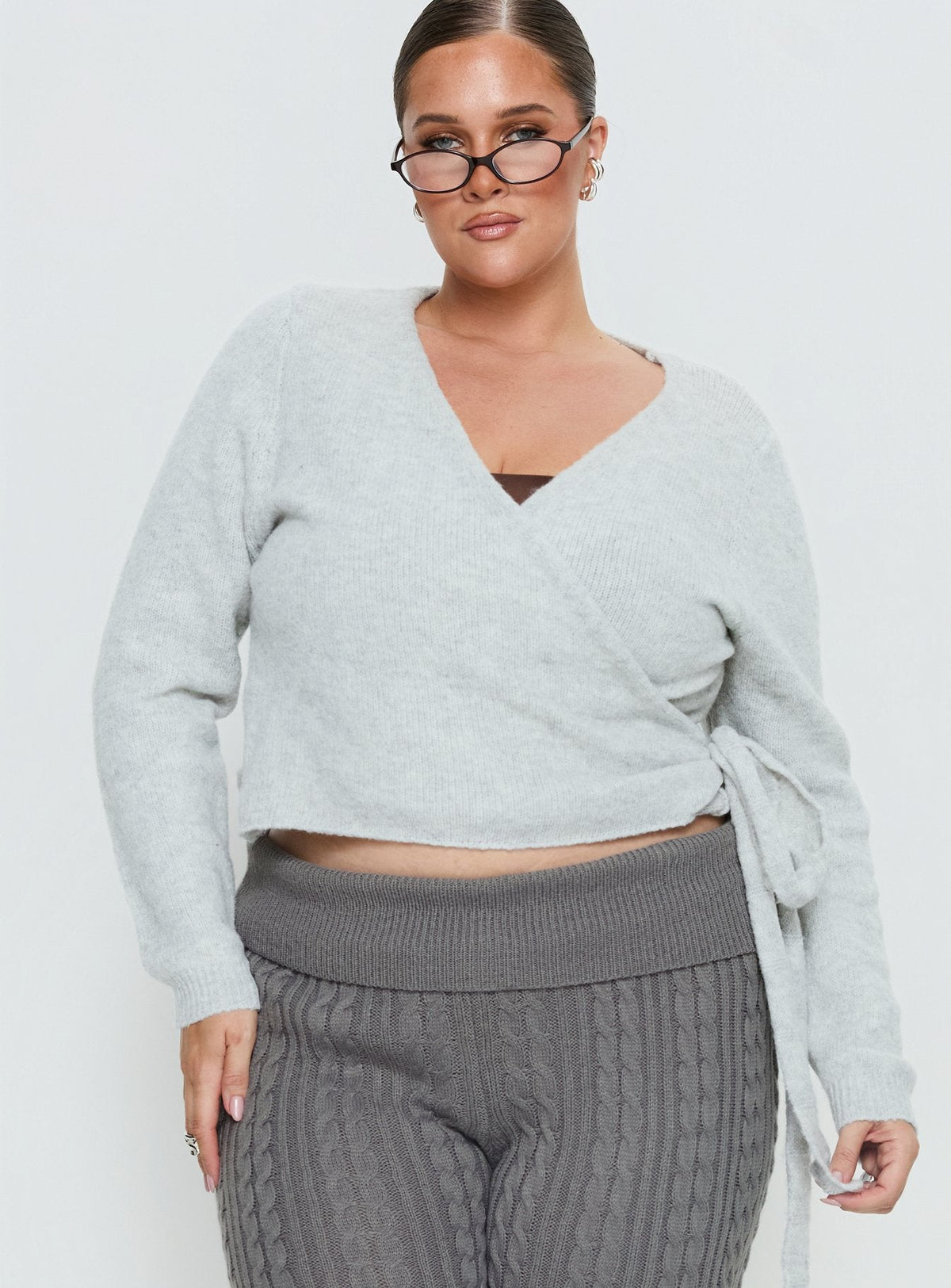 Women's Tonee Wrap Knit Cardigan Grey Curve — Sweater