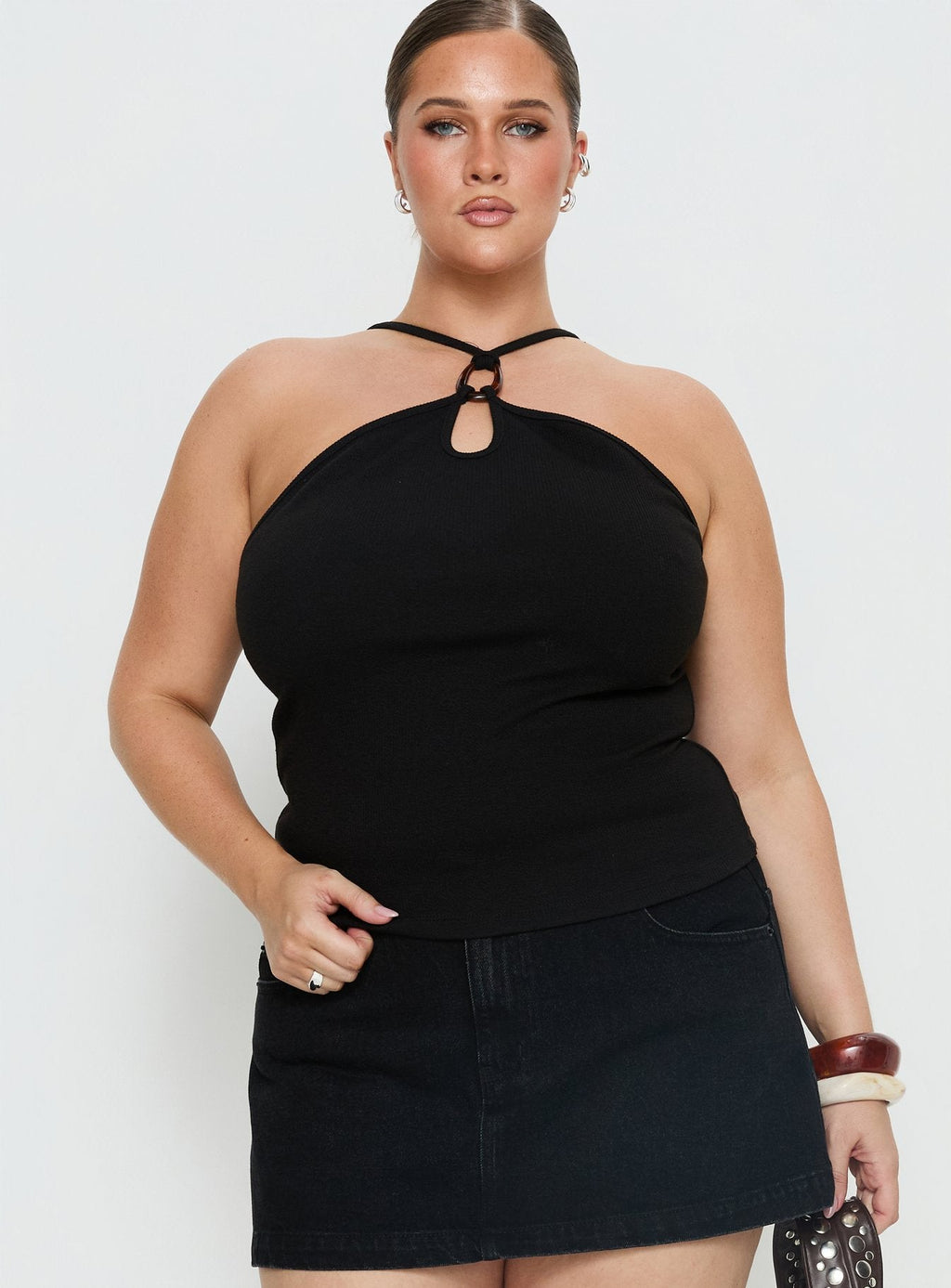 Women's Teyla Ring Detail Top Black Curve