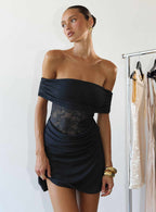 Women's Gwendolen Off Shoulder Mini Dress Navy — Dress