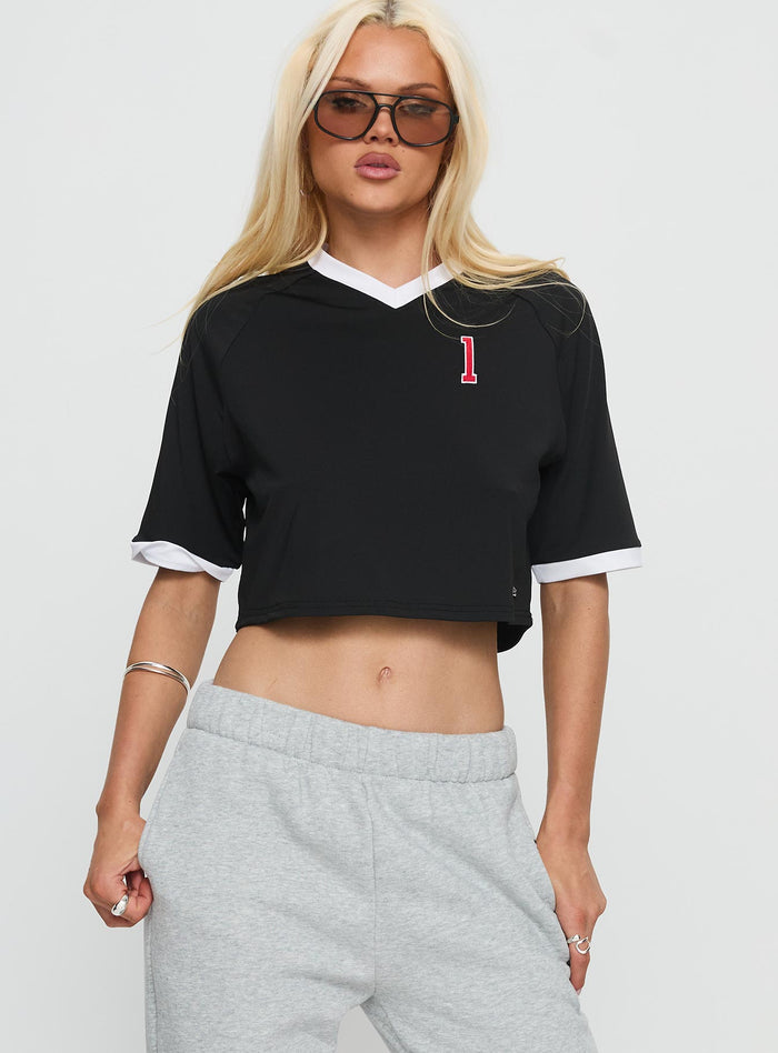 Women's Ohio State Cropped Soccer Jersey Tee Black