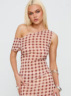 Women's Hea Top Peach Check