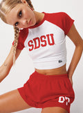 Women's SDSU Homerun Tee White / Red