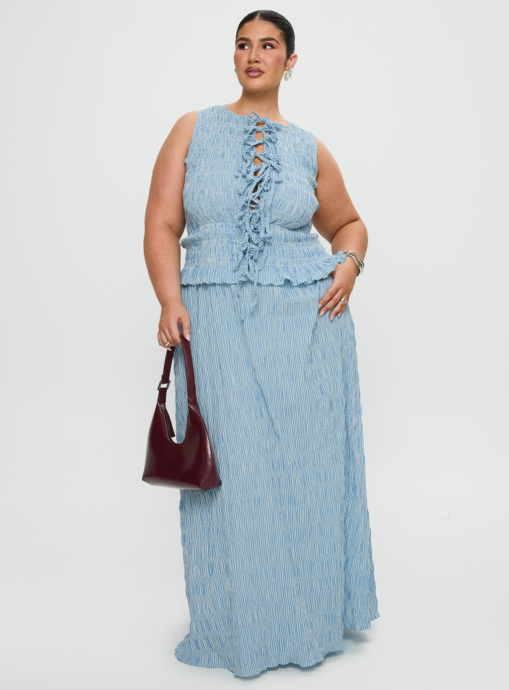 Women's Songbird Shirred Maxi Dress Blue Curve — Dress