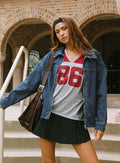 Women's Goldsmith Denim Bomber Jacket Mid Wash