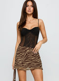 Women's Feed The Soul Mini Skirt Brown / Zebra