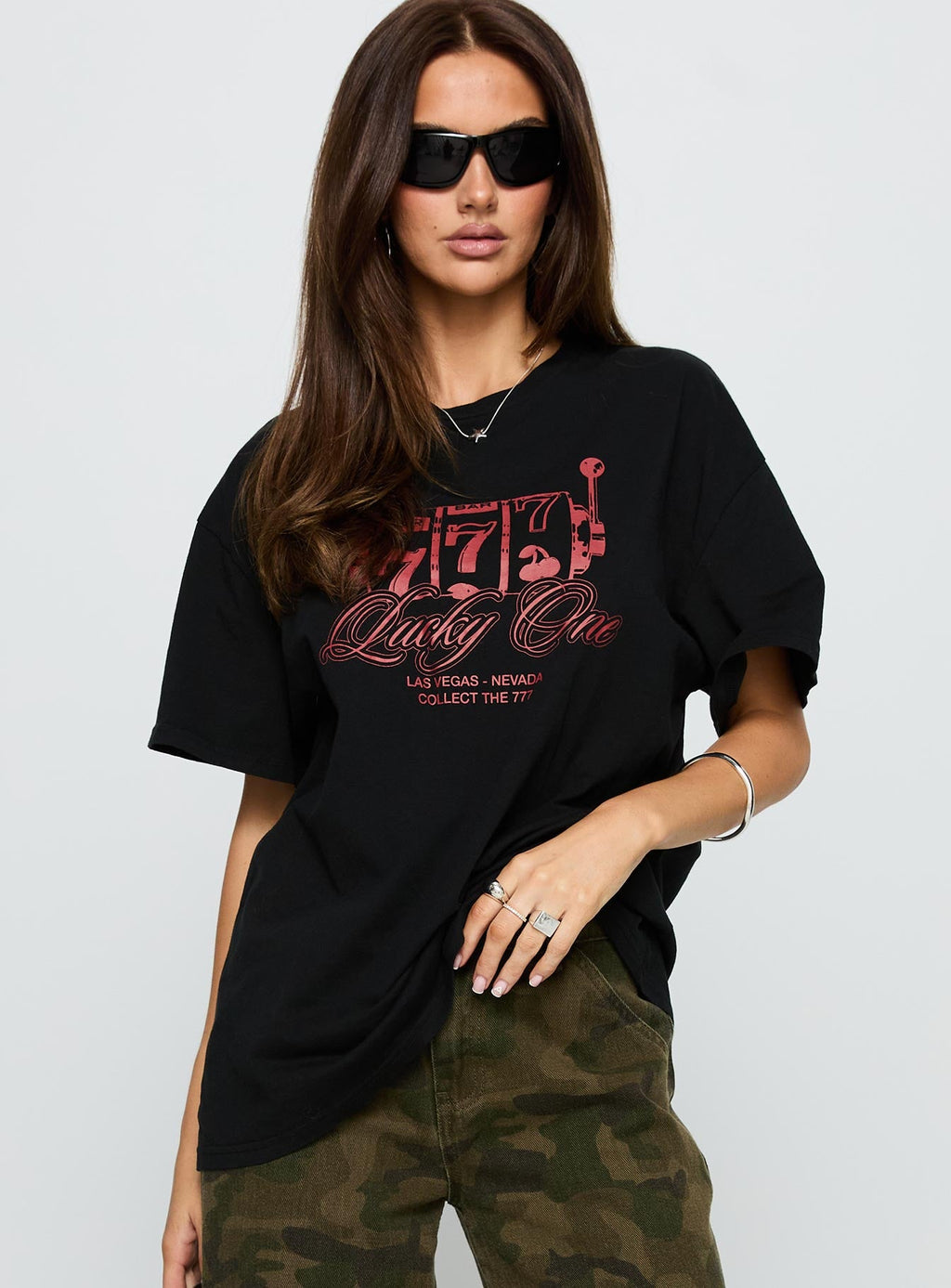 Women's Big Winner Oversized Graphic Tee Black