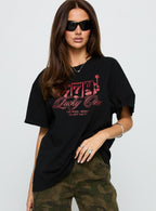 Women's Big Winner Oversized Graphic Tee Black