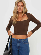Women's Back In Time Long Sleeve Top Brown