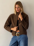 Women's Jessalynn Faux Suede Zip Through Jacket Brown