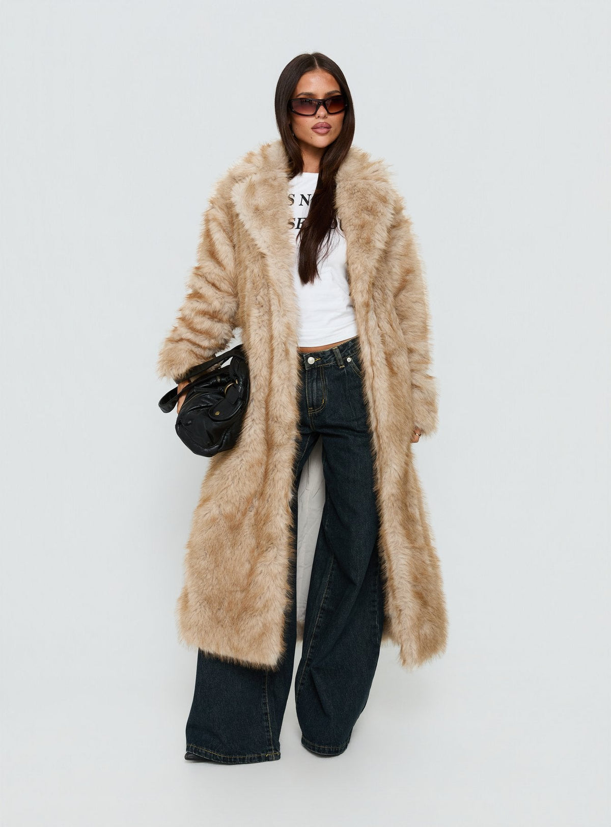 Women's End Of Beginning Faux Fur Longline Jacket Beige