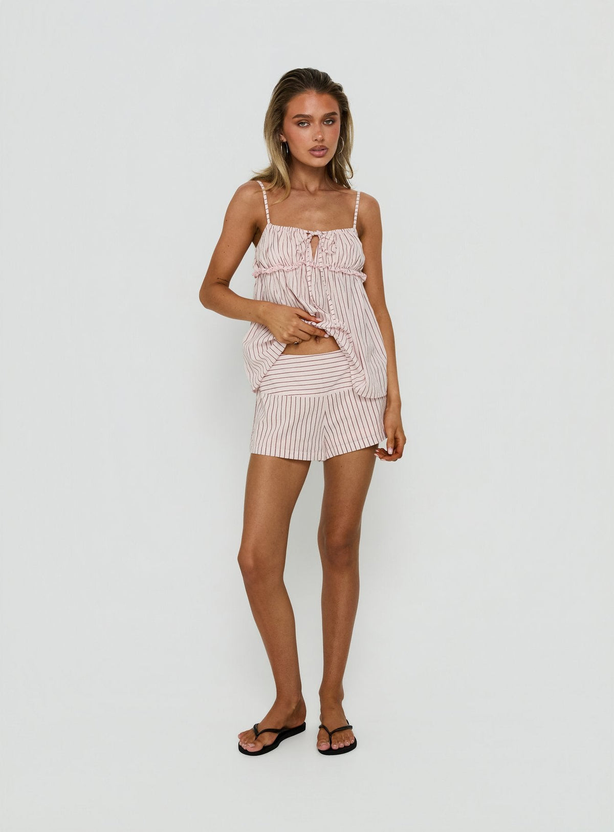 Women's Harwin Gathered Bust Babydoll Top Pink Stripe