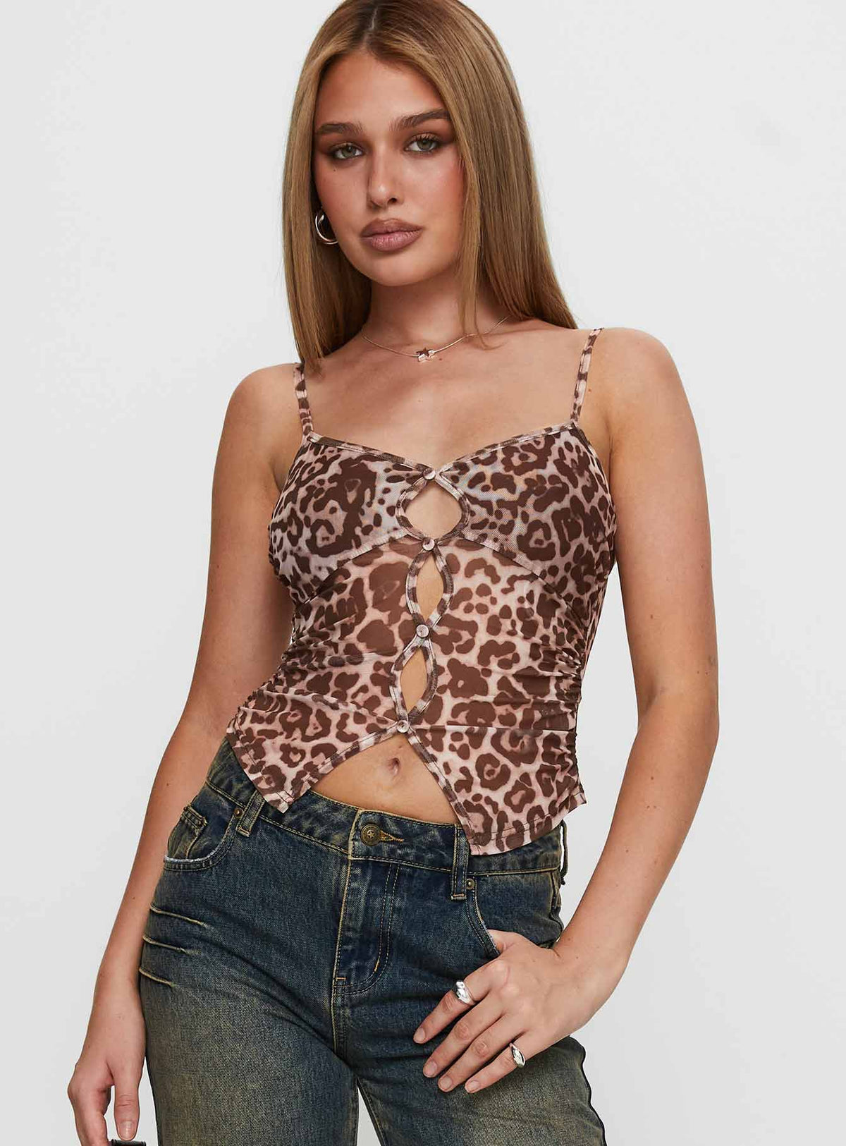 Women's Tanaia Button Up Top Leopard