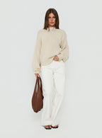 Women's Harmony Balloon Sleeve Knit Sweater Beige