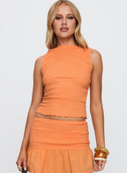 Women's Rosamarie Shirred Top Orange — Matching Set