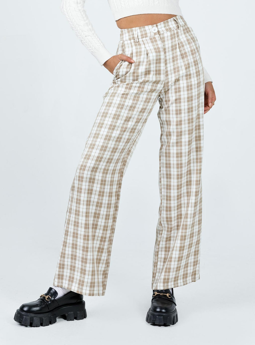 Women's Archer Pants Beige Plaid