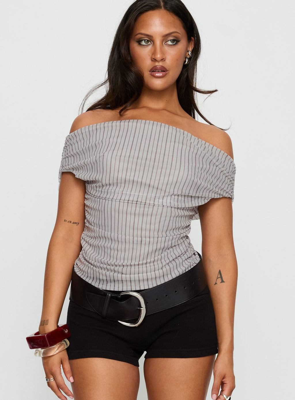 Women's Hailley Off Shoulder Top Stripe