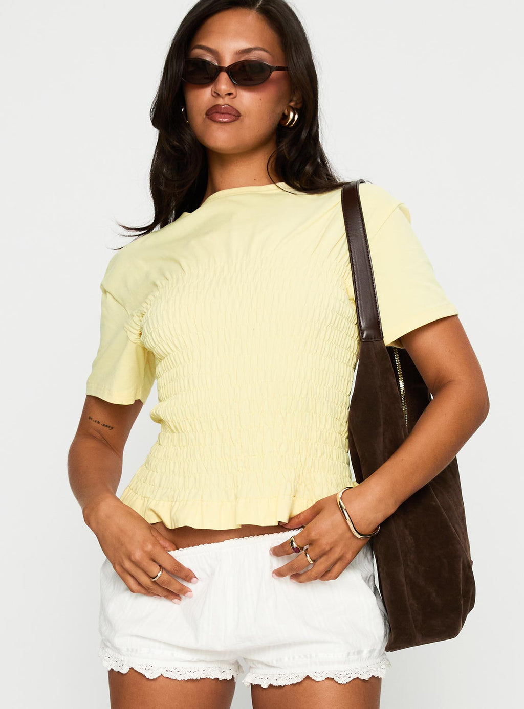 Women's Maybe Tomorrow Ruched Top Lemon