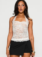Women's Fantasize Lace Halter Top White