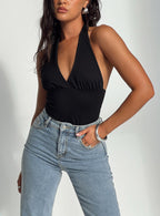 Women's Whimsy Halter Top Black Petite