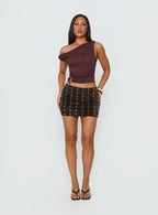 Women's Zaraya Sequin Mini Skirt Brown