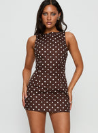 Women's Yumiko Romper Brown Polka Dot