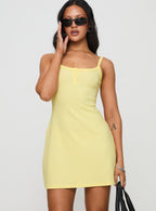 Women's Baseline Rib Mini Dress Yellow — Dress