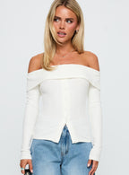 Women's Dusk Dipped Off Shoulder Top White