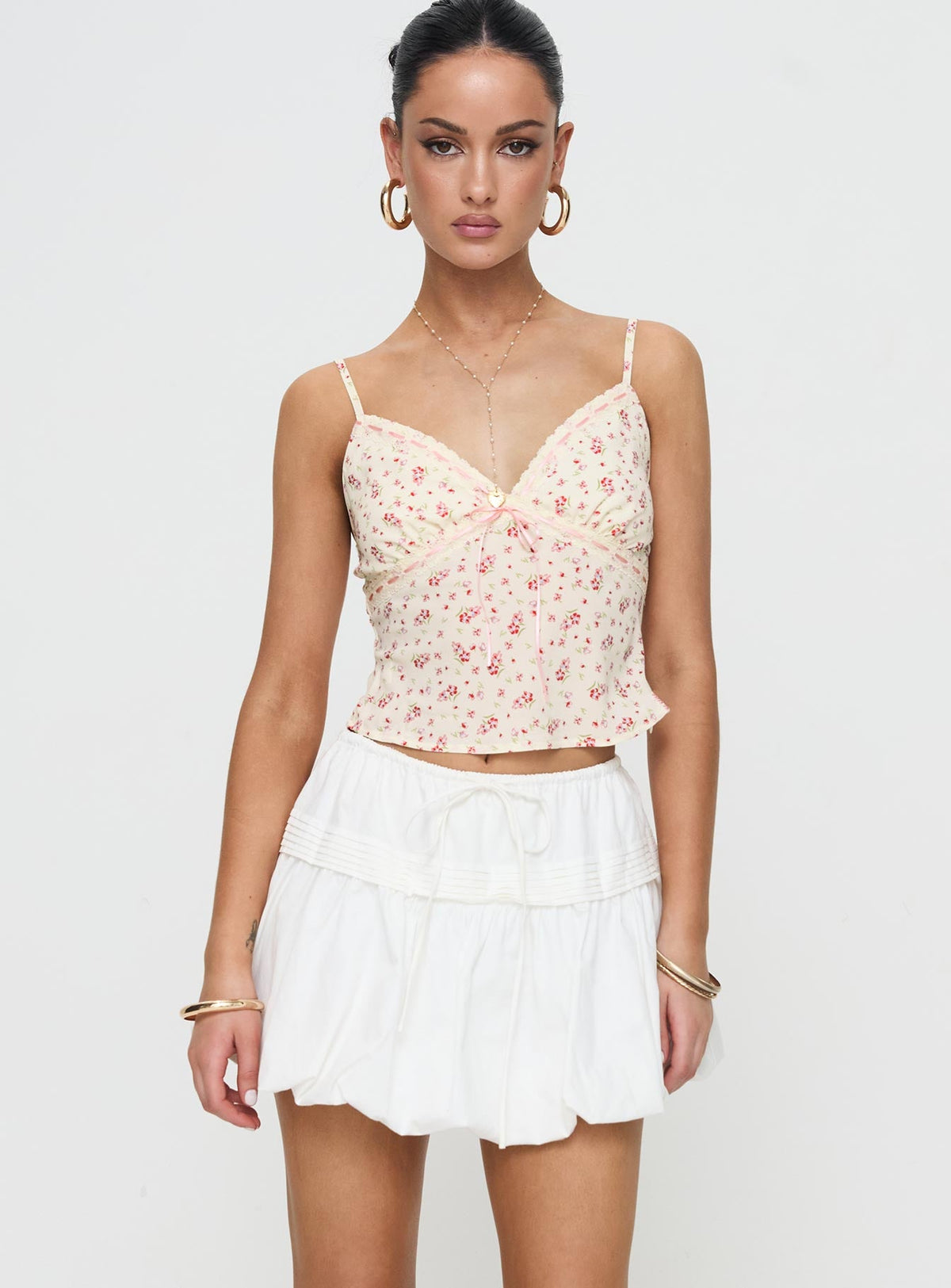 Women's Dear London Bubble Hem Mini Skirt White