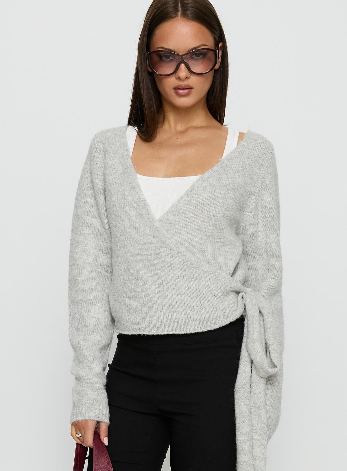 Women's Tonee Wrap Knit Cardigan Grey — Sweater